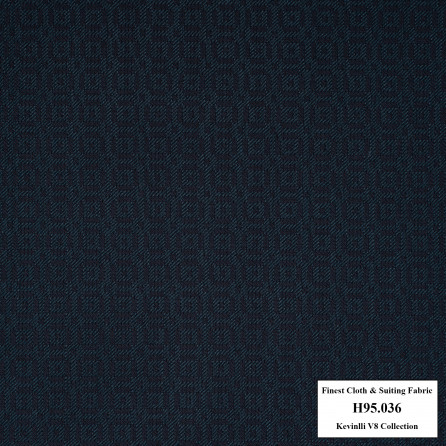 H95.036 Kevinlli V8 - Vải Suilt 90% Wool - Xanh ngọc đậm họa tiết